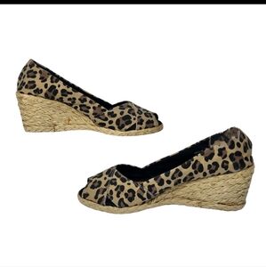 RALPH LAUREN CECILIA LEOPARD PRINT WEDGE SHOES‎ Size 8B